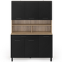 Voir la diapositive 3 : ID MARKET Buffet de cuisine 120 CM CINA 6 portes + tiroir façon hêtre et noir