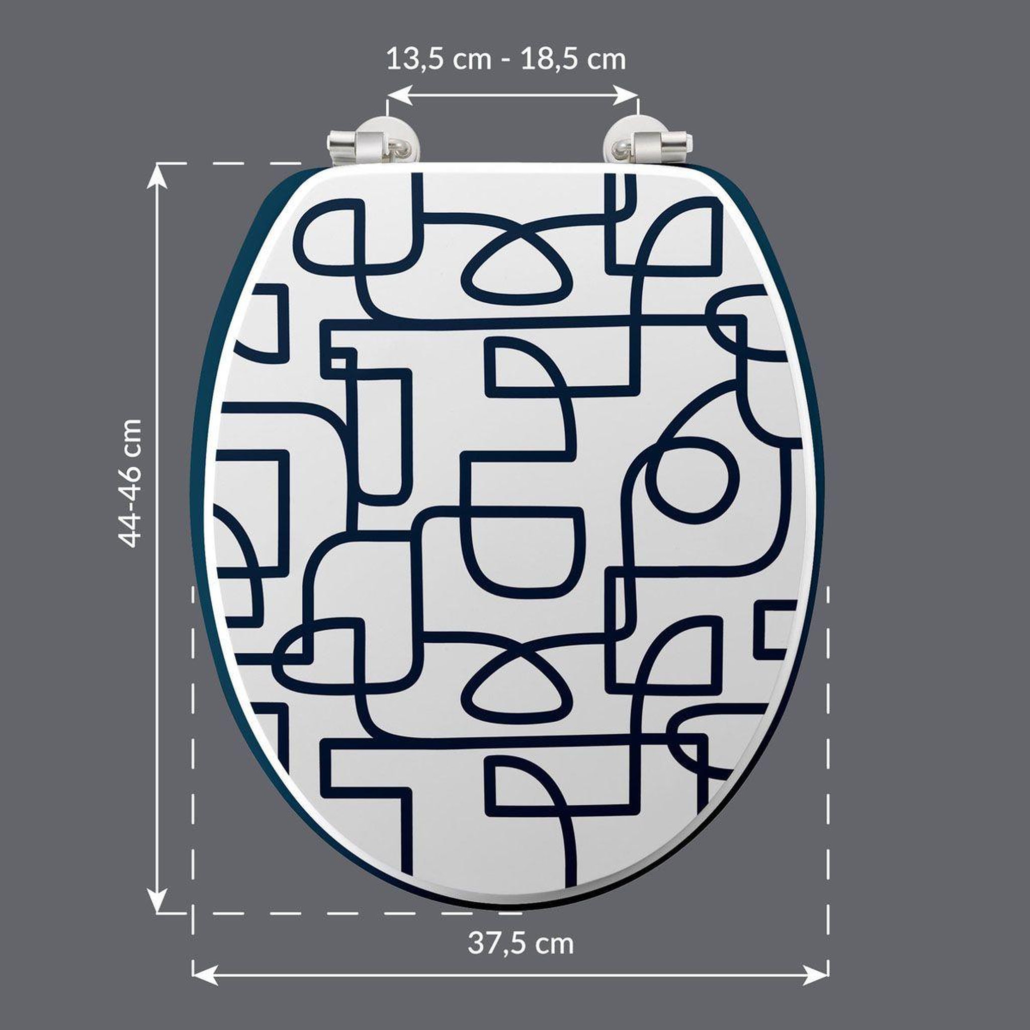 Voir la diapositive 5 : Douceur d'Intérieur Abattant wc imprimé  labyrinthe  46cm blanc