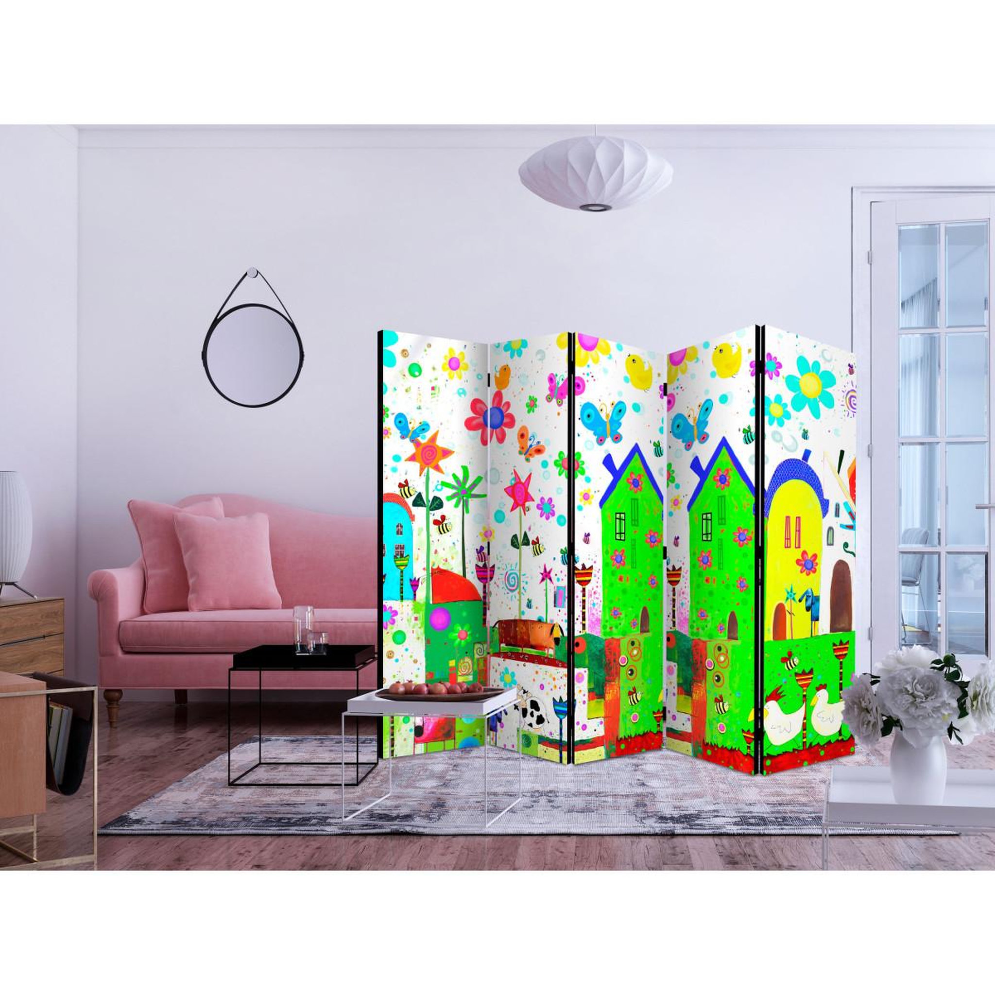 Voir la diapositive 2 : Paris Prix Paravent 5 volets  happy farm  172x225cm