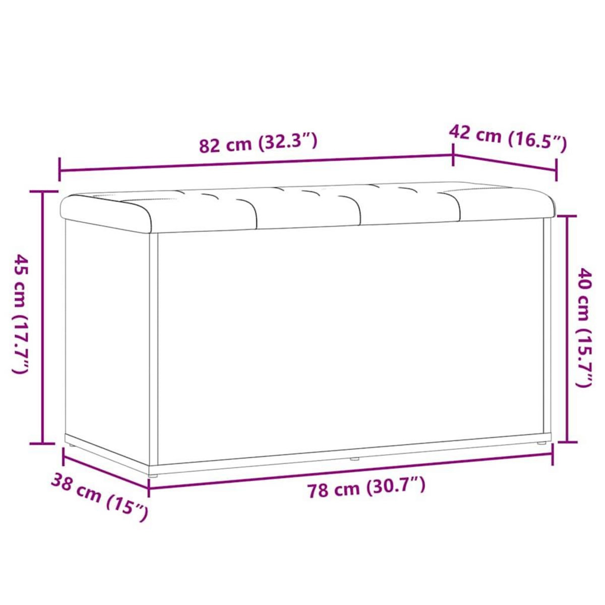 VIDAXL Banc de rangement vieux bois 82x42x45 cm bois d'ingenierie