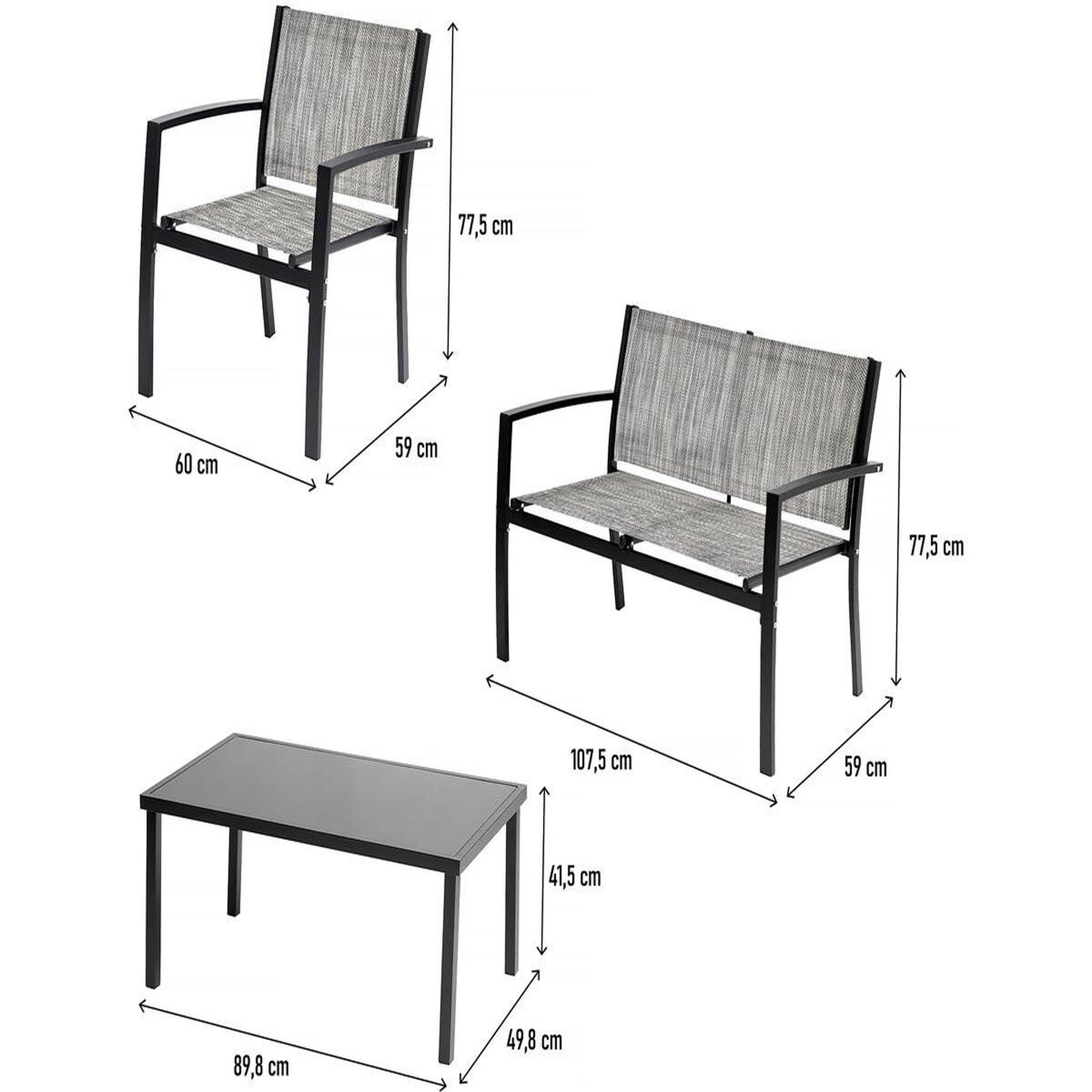 Voir la diapositive 3 : Habitat et Jardin Salon de jardin bas  lino  - 4 places  - gris