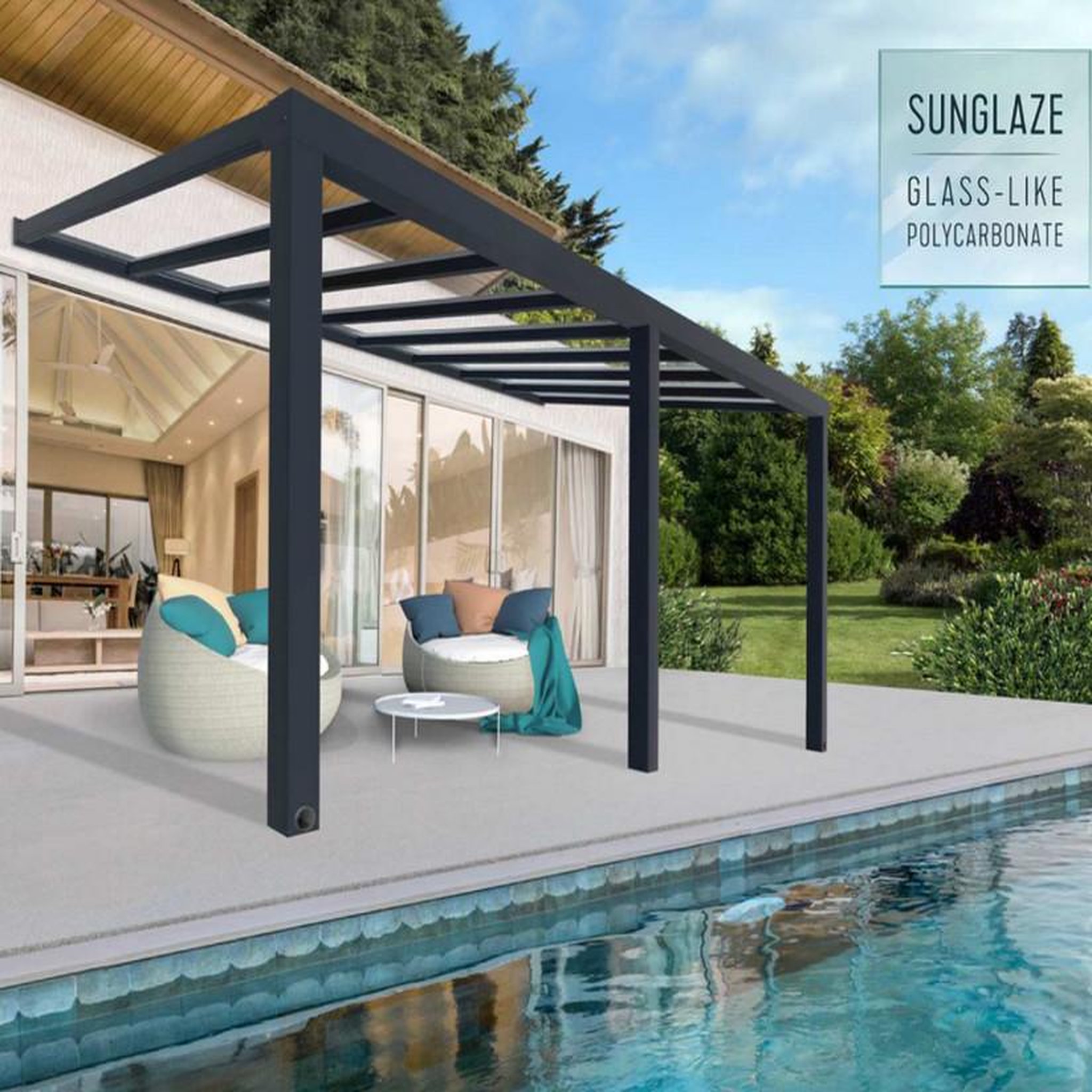 Voir la diapositive 2 : Palram Couverture de patio 3,4x5,9m gris - 705926