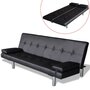 VIDAXL Canape-lit reglable avec deux oreillers Similicuir Noir