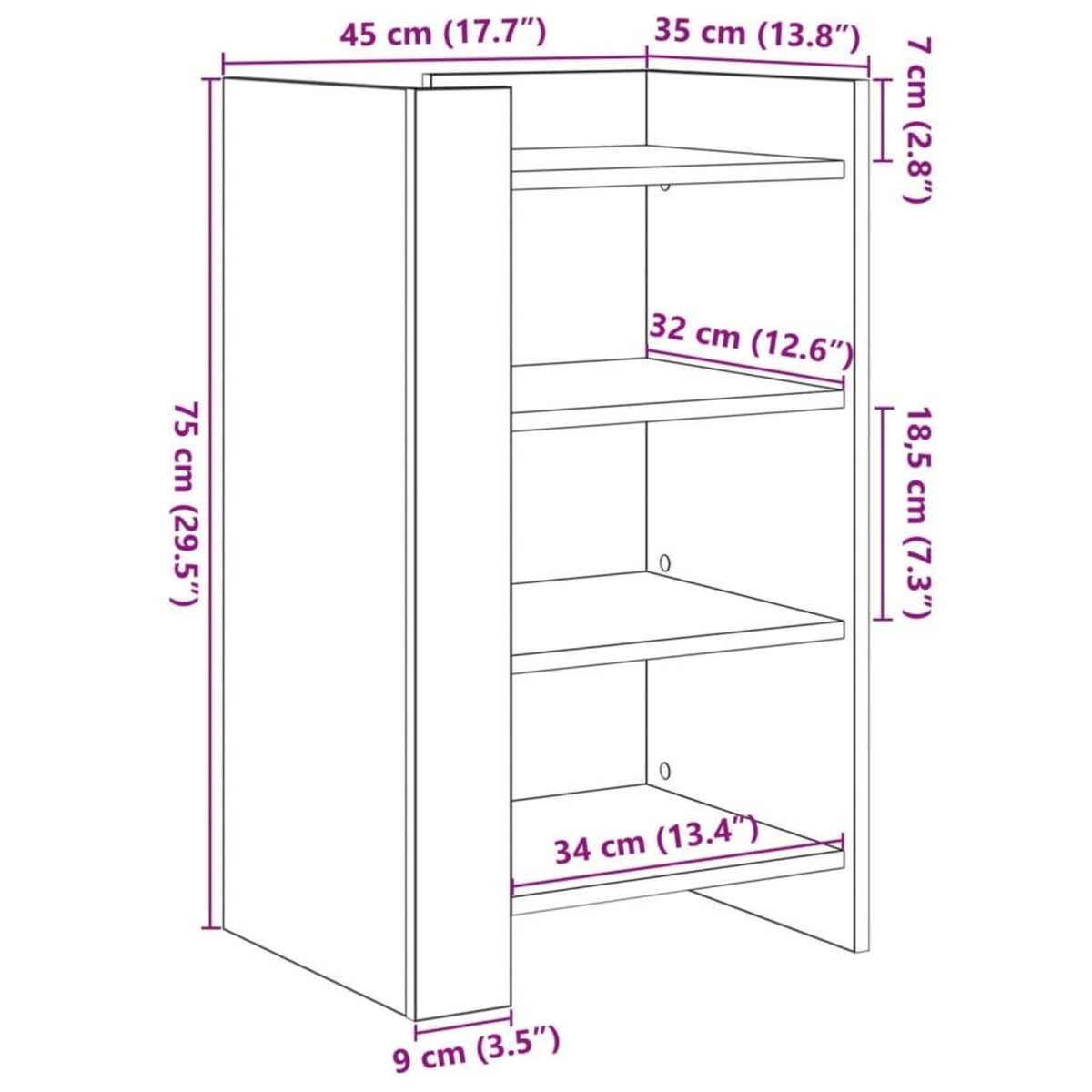 VIDAXL Buffet chene fume 45x35x75 cm bois d'ingenierie