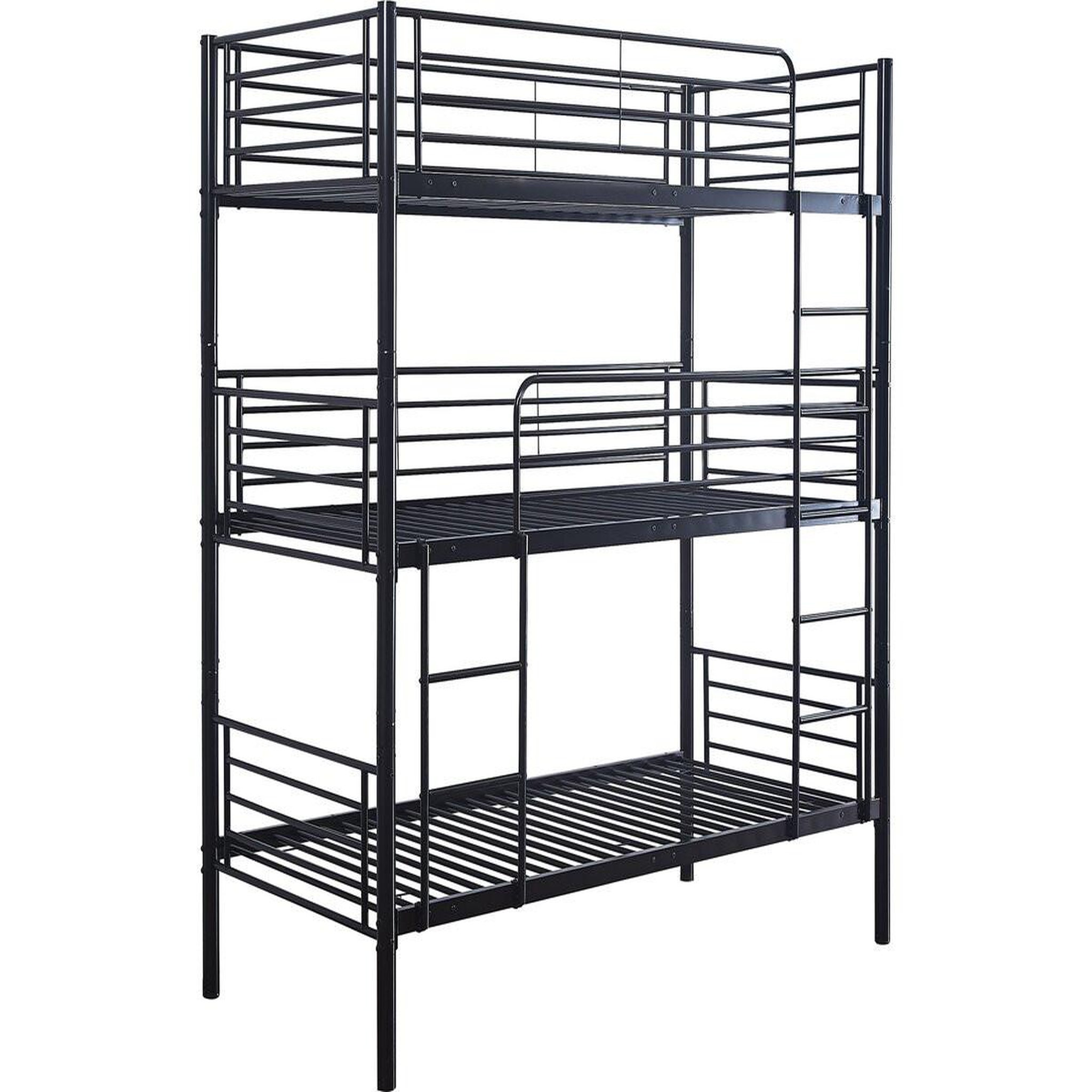 Habitat et Jardin Lit superposé en métal triple  havin  - 90 x 190 cm - noir