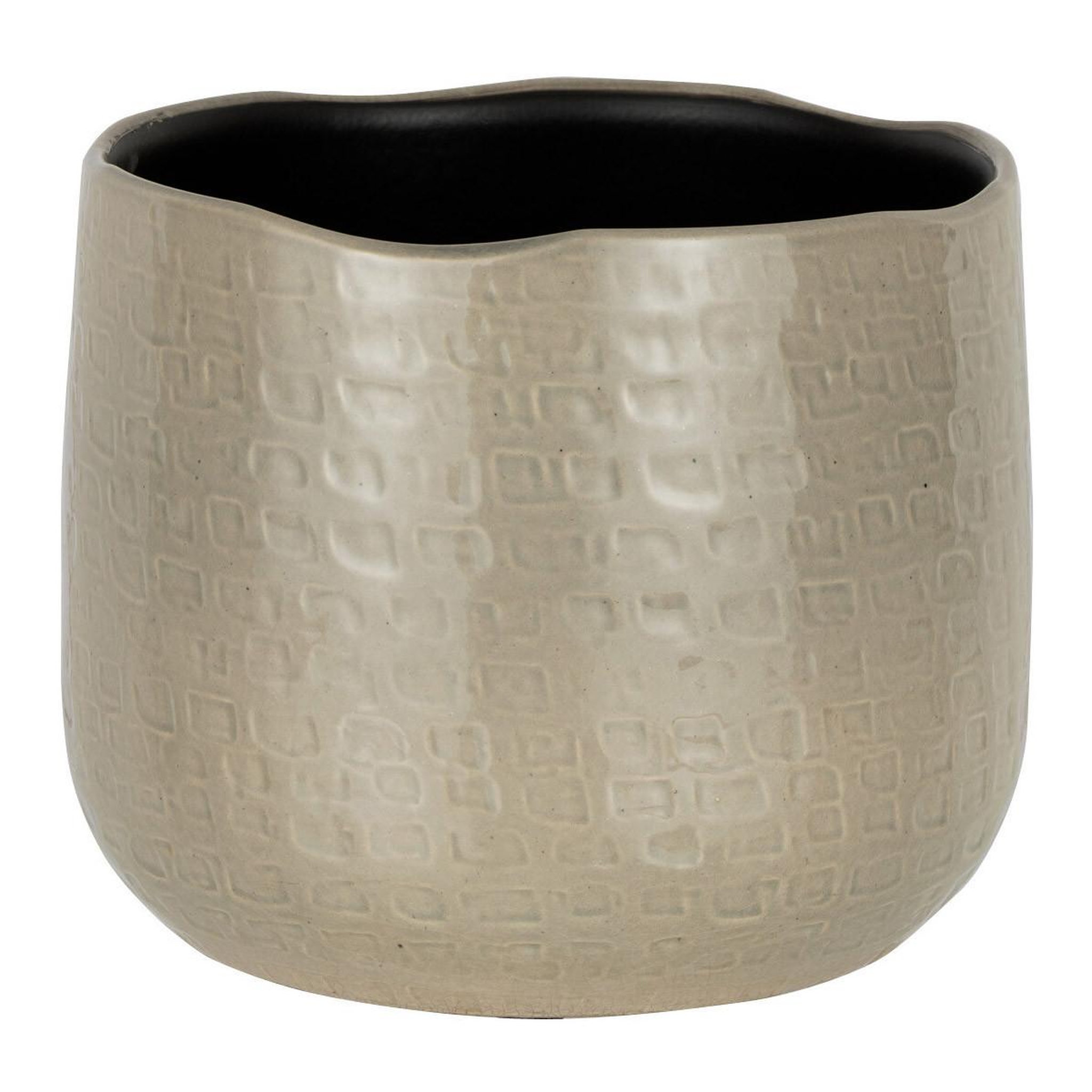 J-LINE Cache-pot en céramique  yuella  19cm gris clair