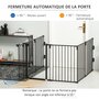 Voir la diapositive 6 : PAWHUT PawHut Barrière de sécurité - parc enclos chien modulable pliable - porte verrouillable - 6 panneaux acier et PP - dim. 362,5L max. x 76H cm noir