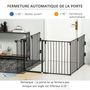 Voir la diapositive 6 : PAWHUT PawHut Barrière de sécurité - parc enclos chien modulable pliable - porte verrouillable - 6 panneaux acier et PP - dim. 362,5L max. x 76H cm noir