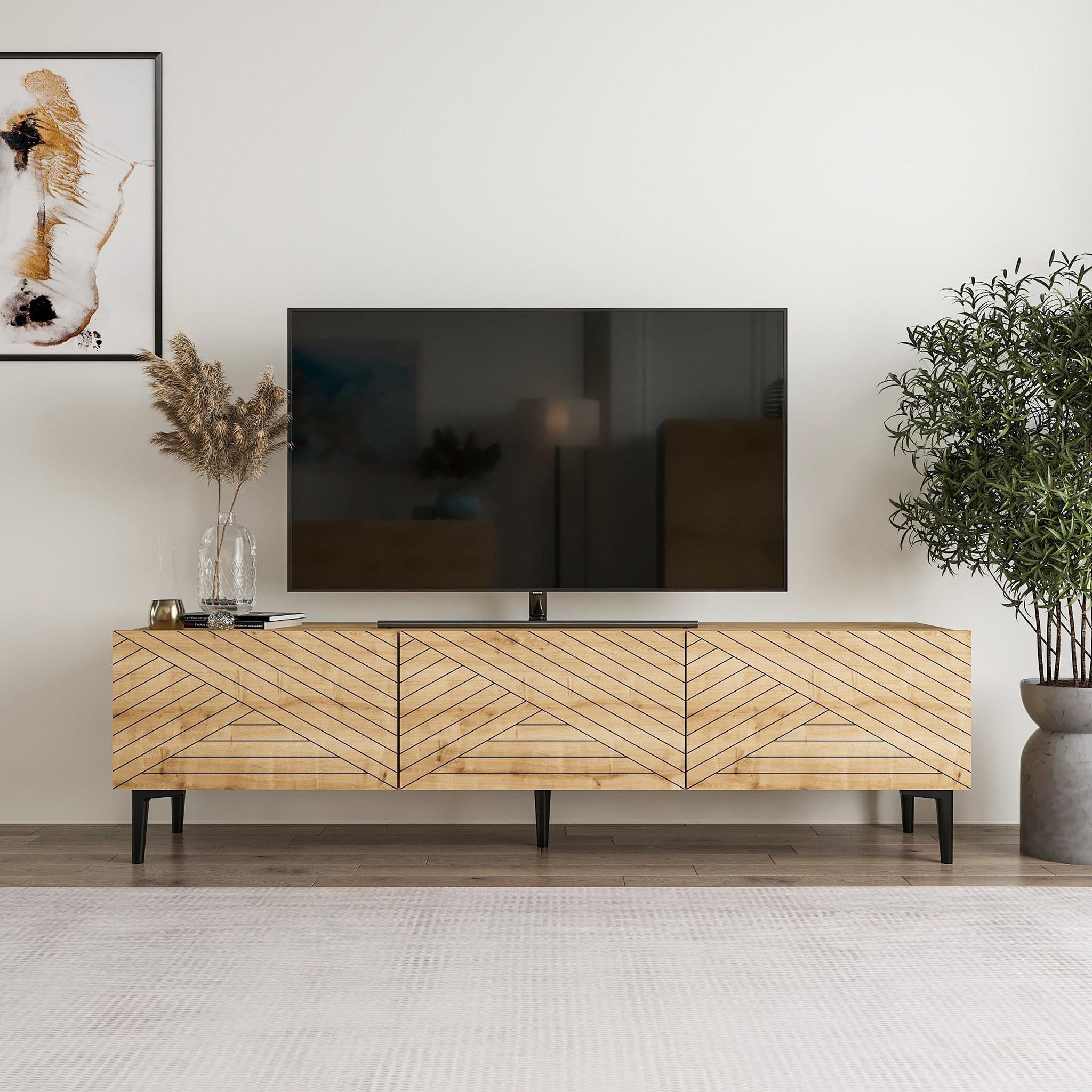 Voir la diapositive 2 : Habitat et Jardin Meuble tv en bois  felix  160 x 31,4 x 44,1 cm - chêne saphir