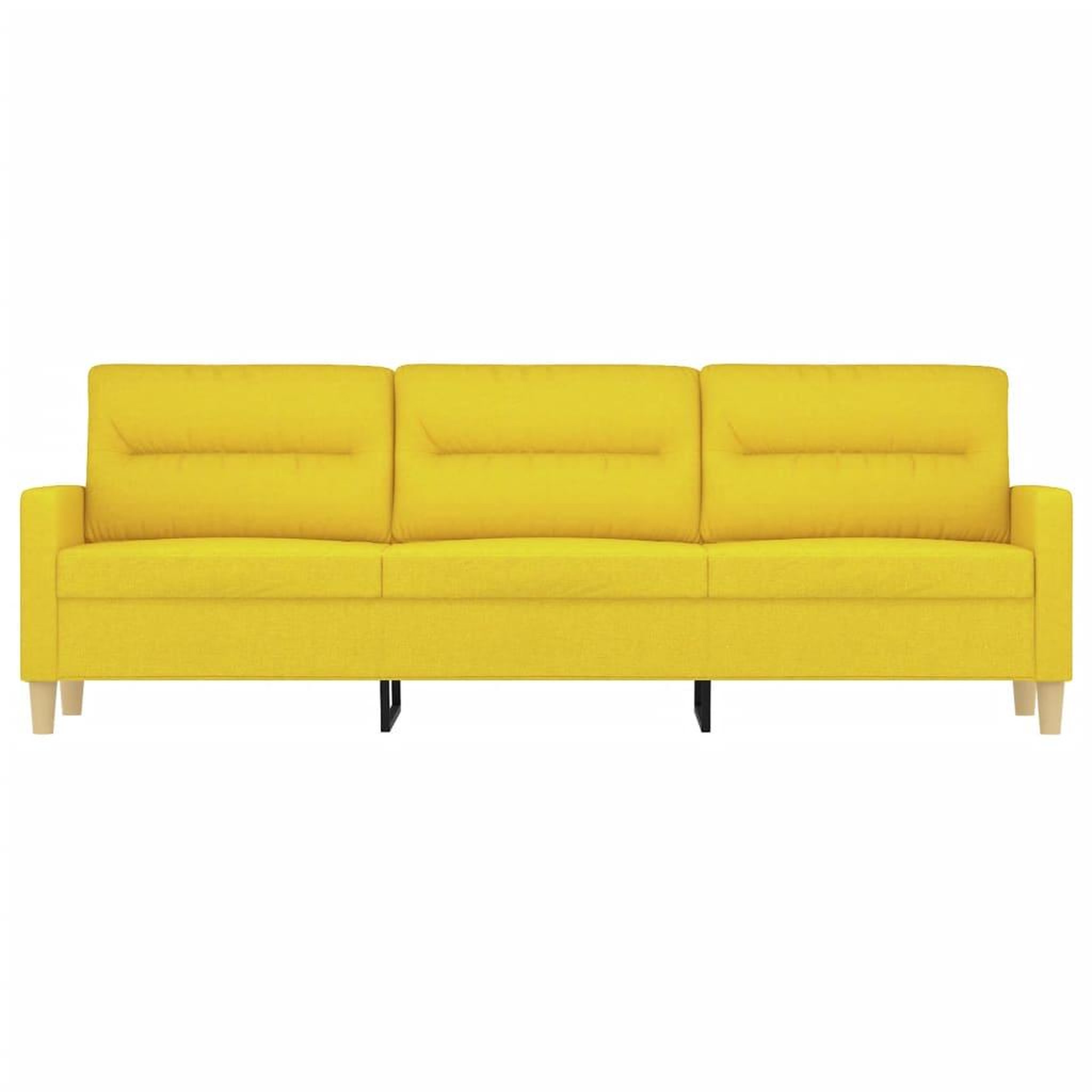 Voir la diapositive 3 : VIDAXL Canape a 3 places Jaune clair 180 cm Tissu