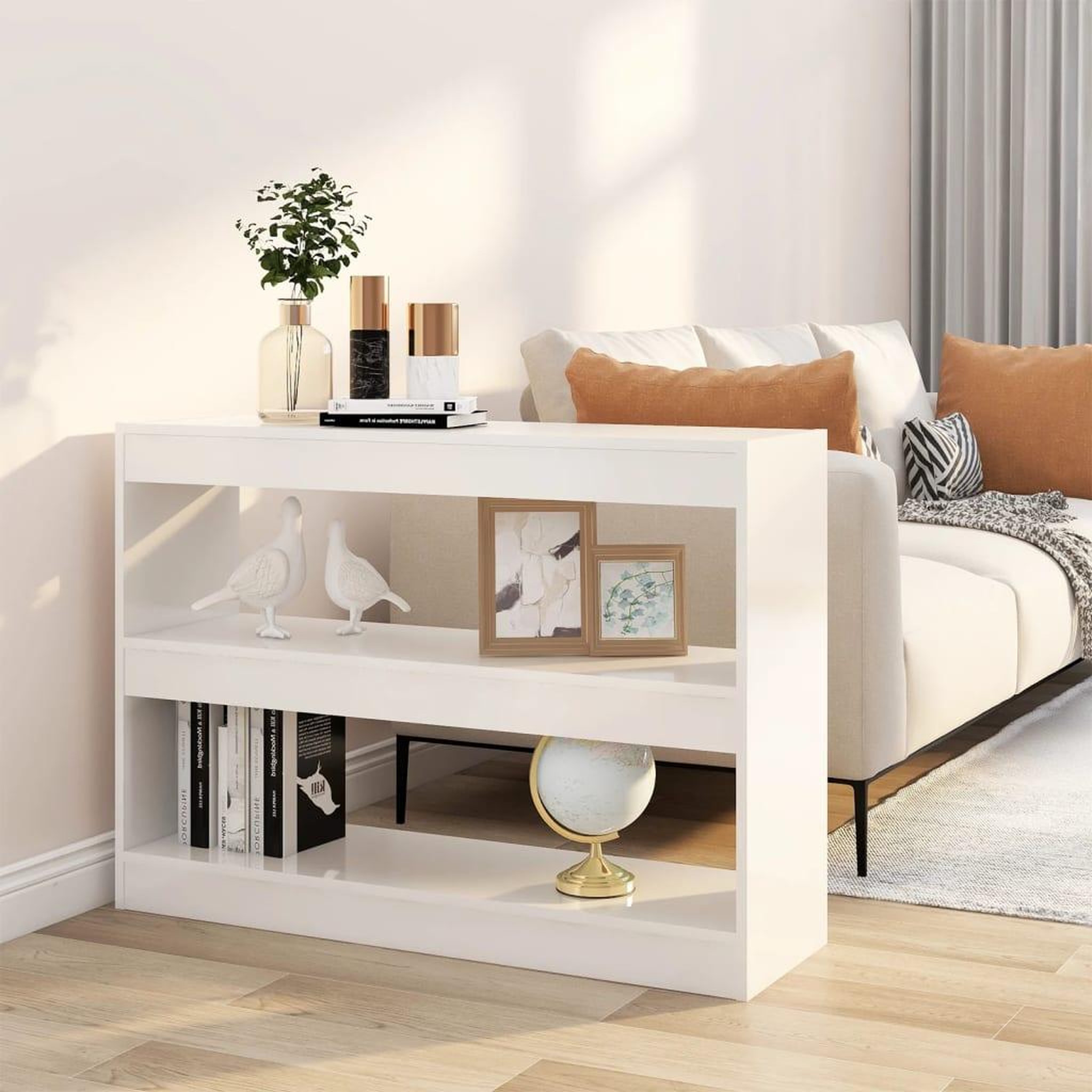 Voir la diapositive 1 : VIDAXL Bibliotheque/Separateur de piece Blanc brillant 100x30x72 cm
