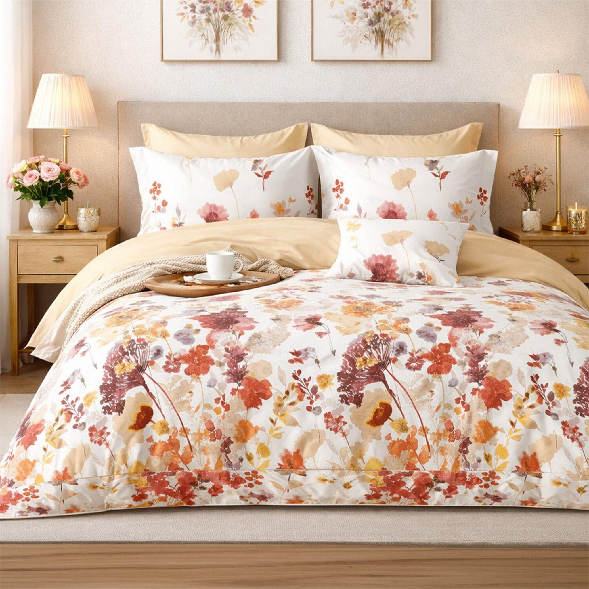 Home collection Parure housse de couette 3 pcs 240x220 cm en percale de coton 80 fils héliane