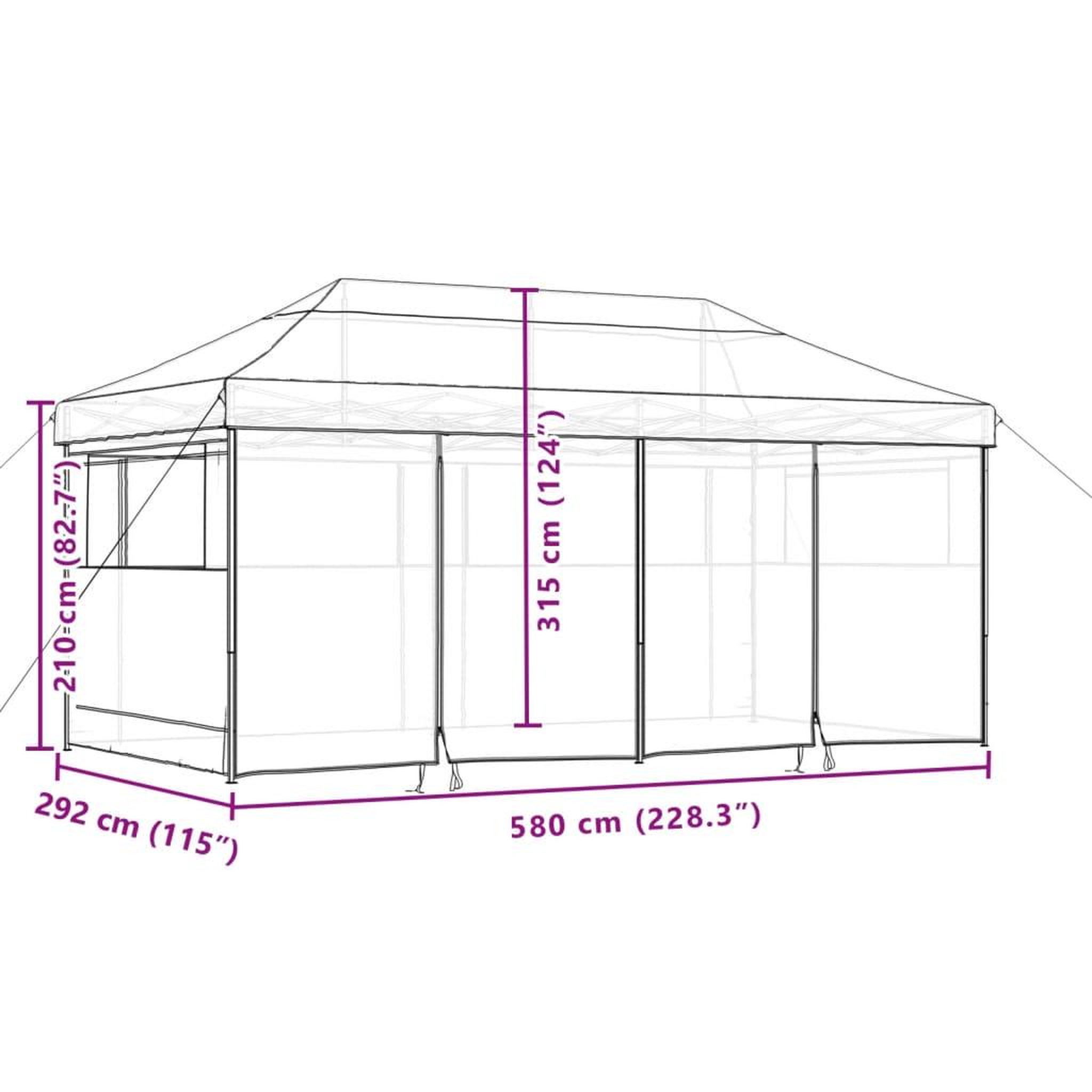 Voir la diapositive 6 : VIDAXL Tente de reception pliable escamotable avec 4 parois laterales