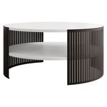 BEST MOBILIER Cruz - table basse ronde - blanc et noir - 1 niche - 75 cm. Coloris disponibles : Bicolore
