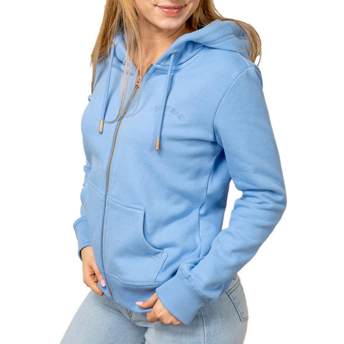 SUPERDRY Sweat Bleu Femme Superdry Essential Logo Ziphood Hb