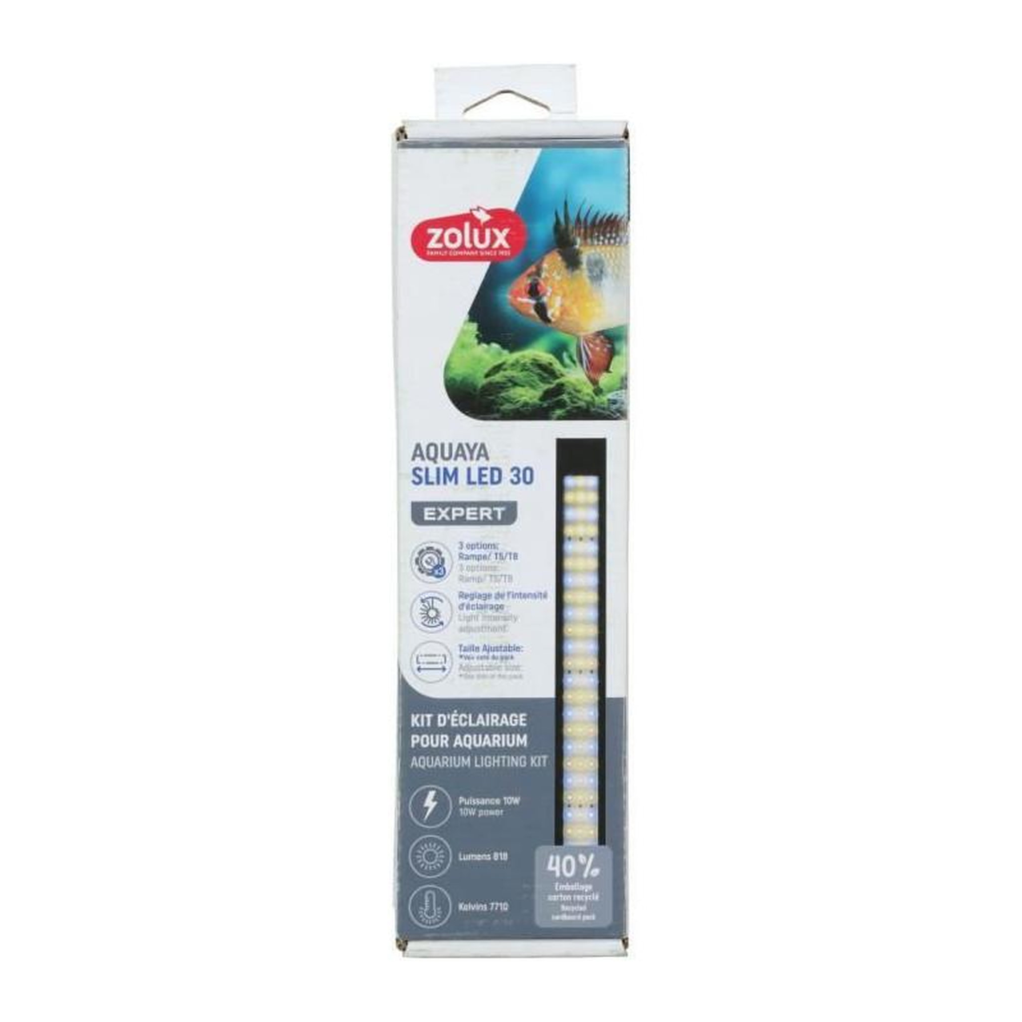 Zolux Rampe d'éclairage - Zolux - Slim LED dimmable - Ajustable et adaptable en remplacement d'un tube néon T8 ou T5 - 30 cm