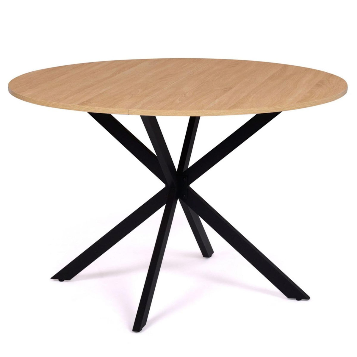ID MARKET Ensemble table à manger ronde ALIX 110 cm bois et noir et 4 chaises SARA noires