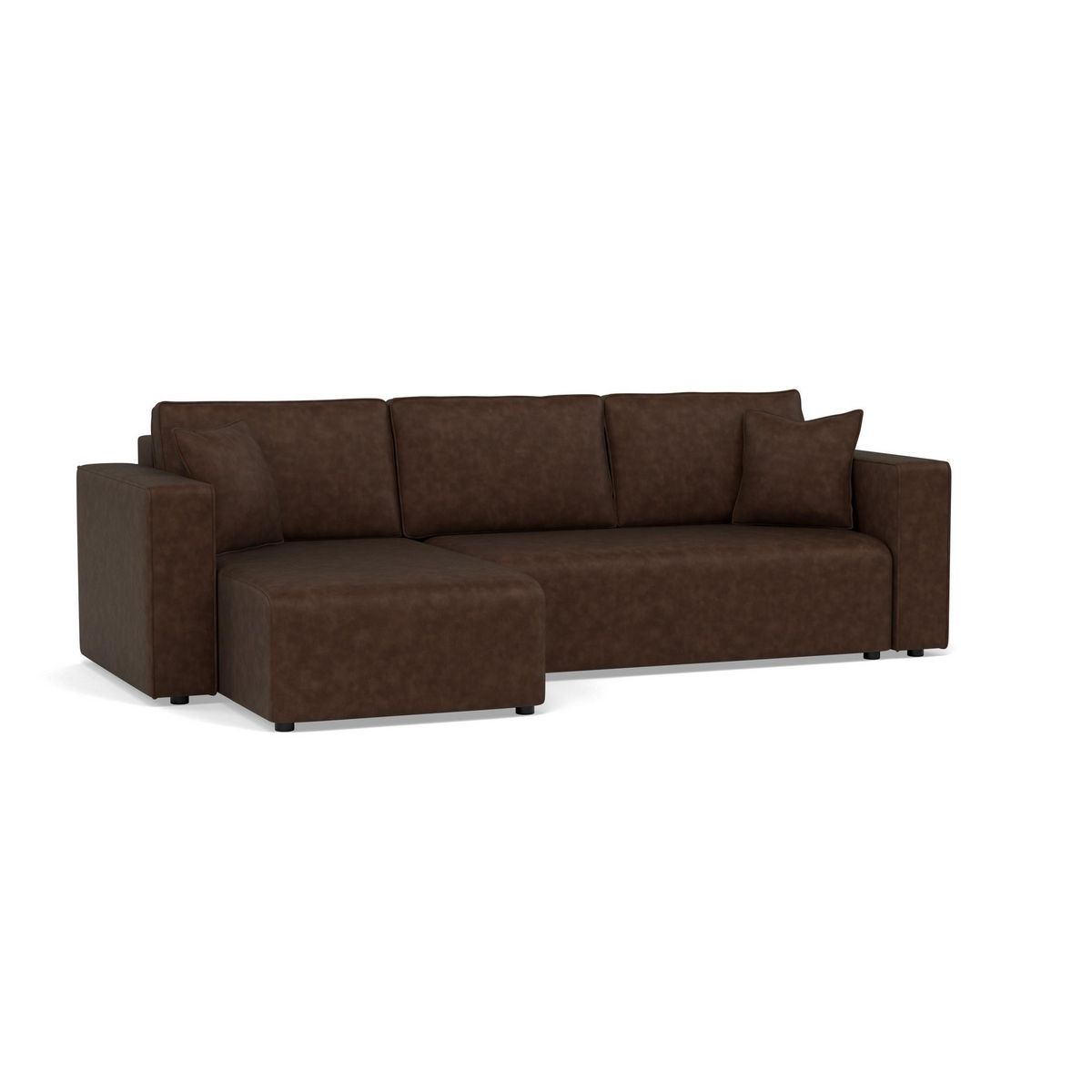 BEST MOBILIER Topaze - canapé d'angle réversible 4 places convertible avec coffre en simili