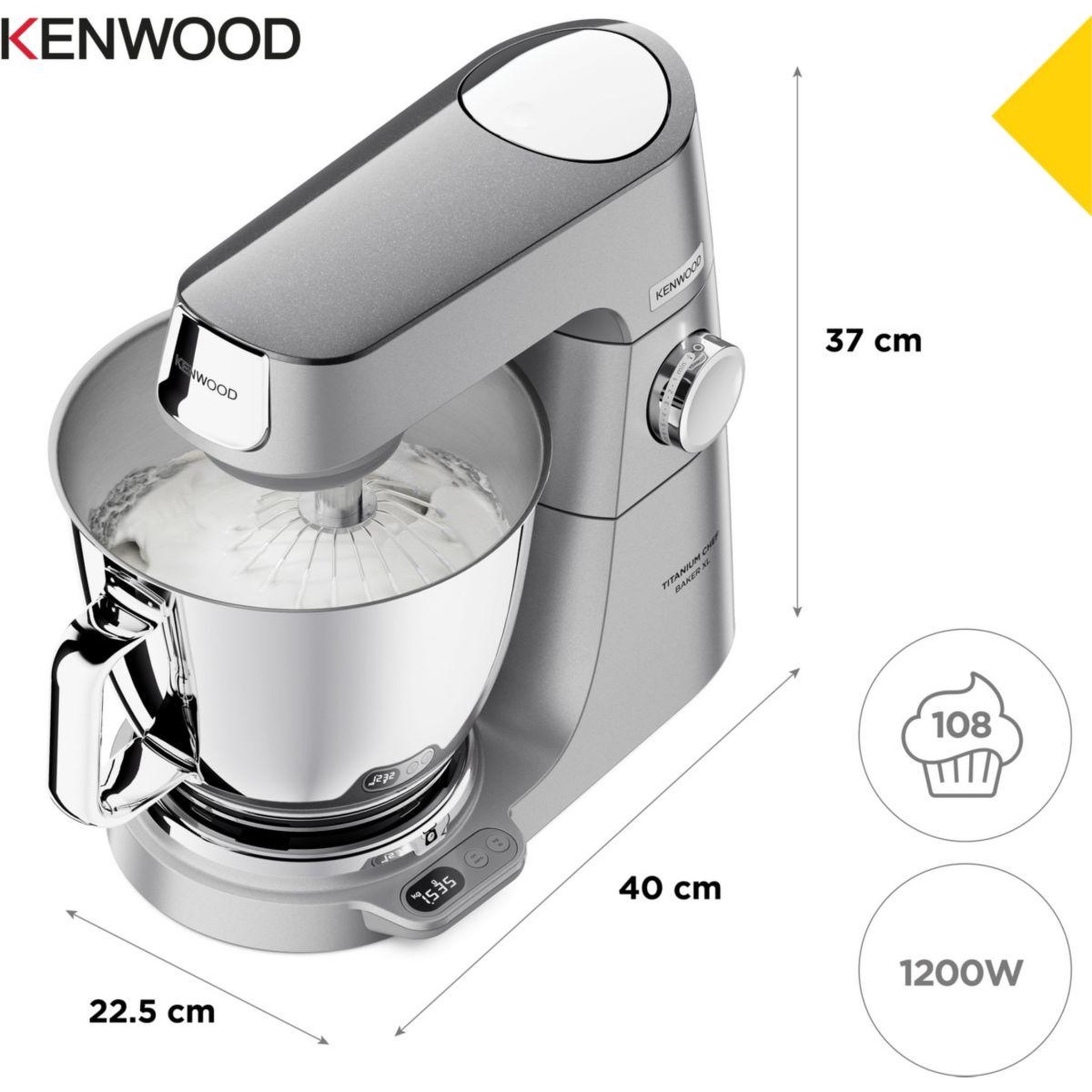 Voir la diapositive 4 : KENWOOD Robot pâtissier kvl85.009si titanium chef baker xl