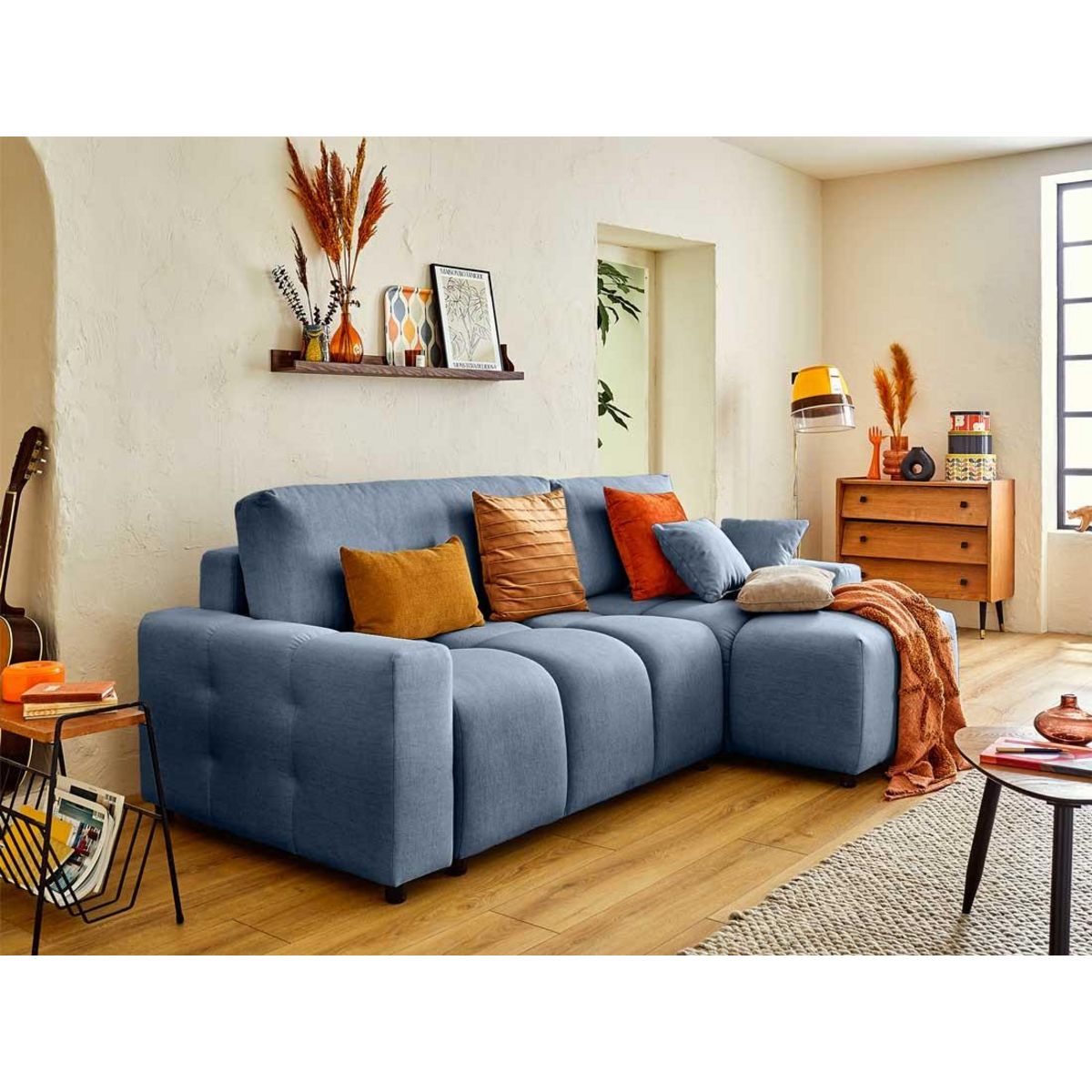 LISA DESIGN Crocus - canapé d'angle réversible - 4 places - convertible avec coffre - en tissu