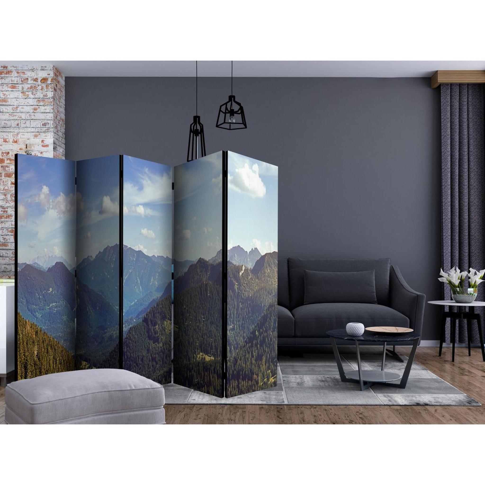 Voir la diapositive 2 : Paris Prix Paravent 5 volets  mountains' magic  172x225cm