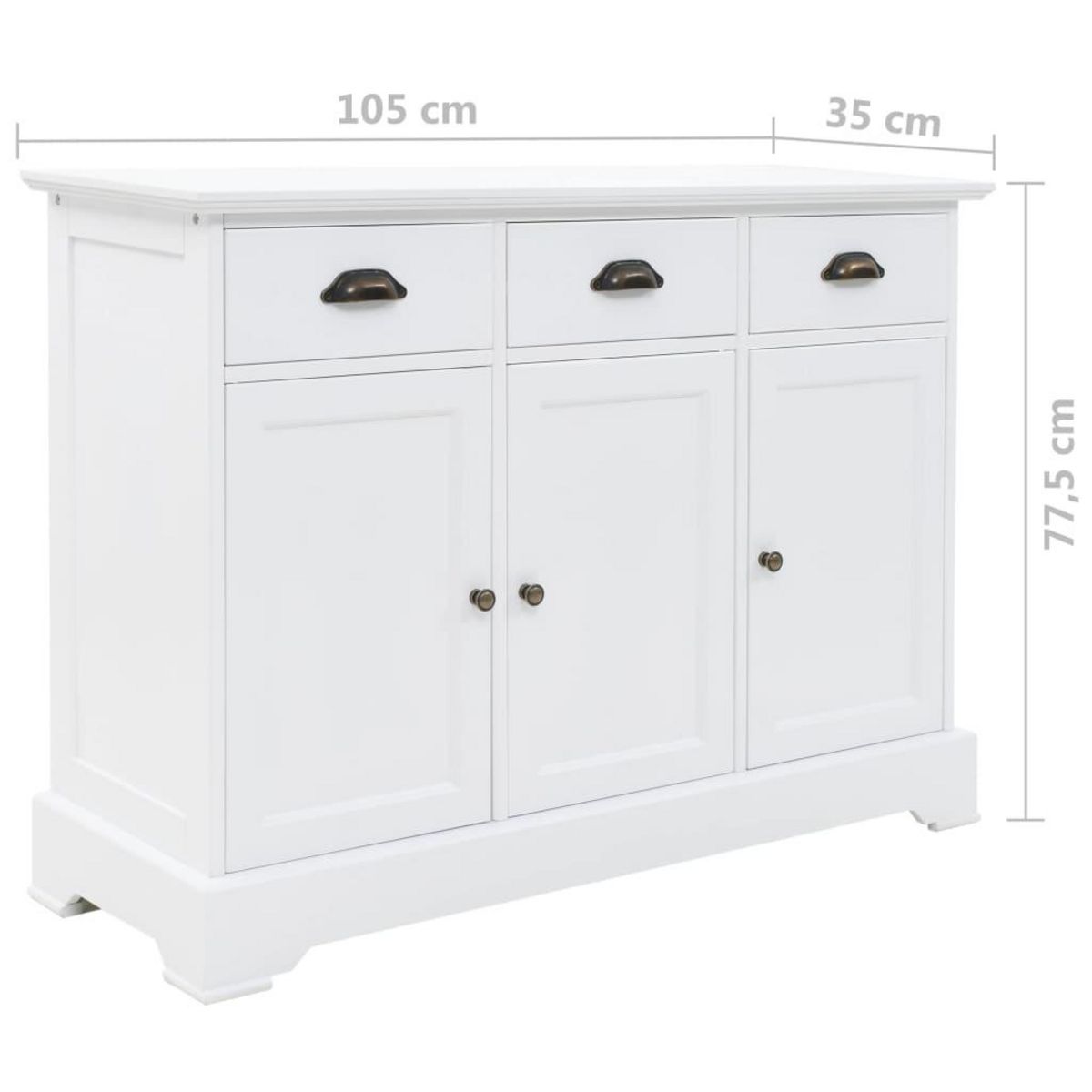 VIDAXL Buffet avec 3 portes MDF et Bois de pin 105x35x77,5 cm
