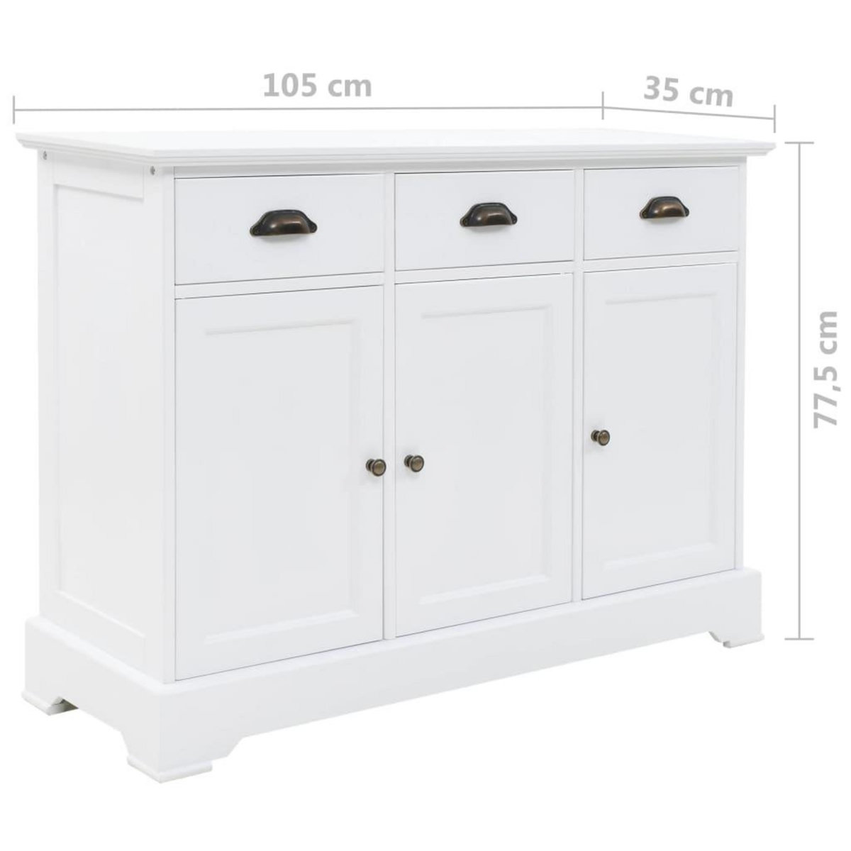 VIDAXL Buffet avec 3 portes MDF et Bois de pin 105x35x77,5 cm
