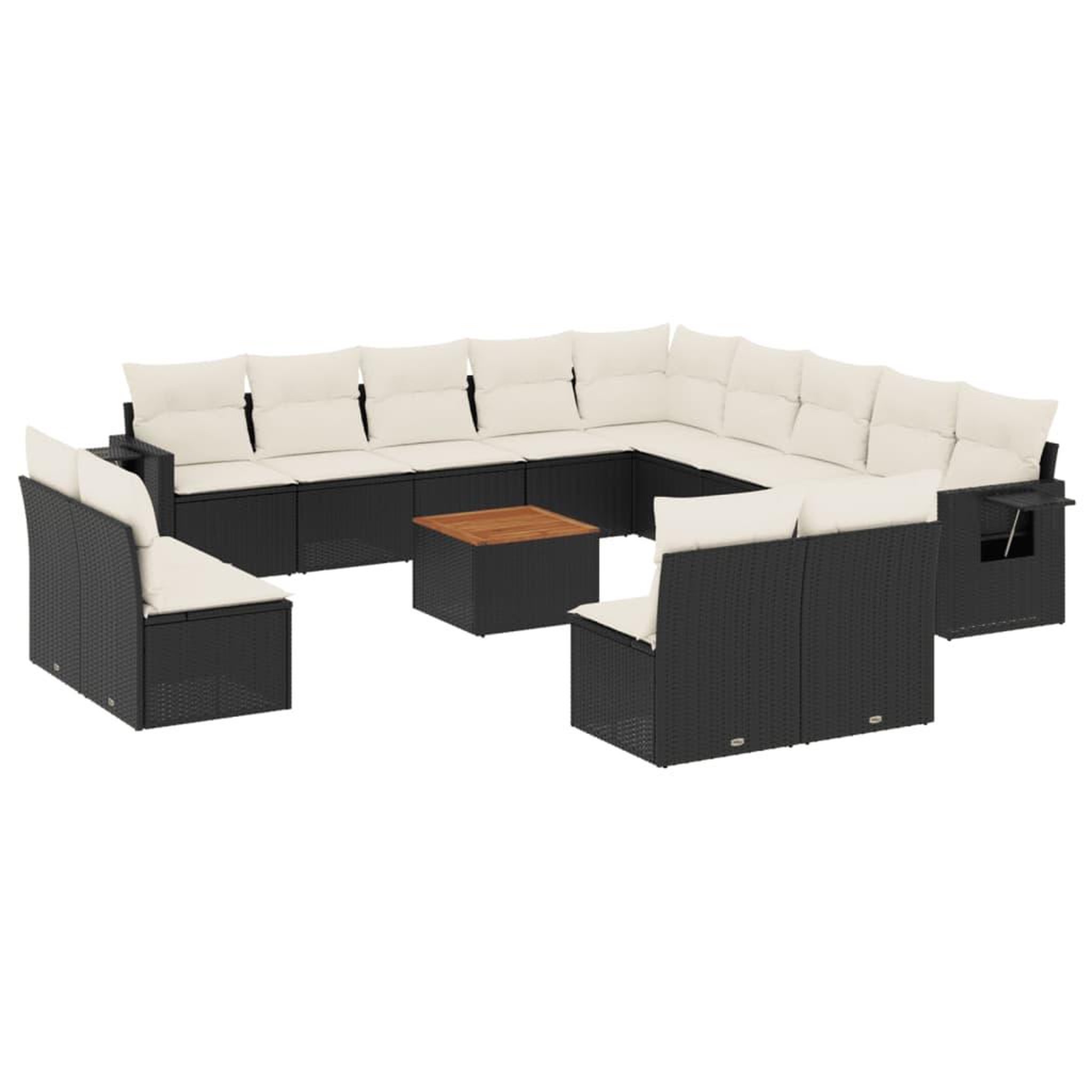 Voir la diapositive 2 : VIDAXL Salon de jardin avec coussins 14 pcs noir resine tressee