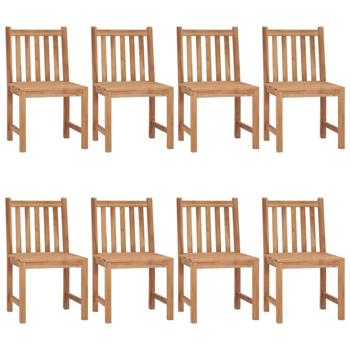 VIDAXL Chaises de jardin lot de 8 avec coussins Bois de teck massif