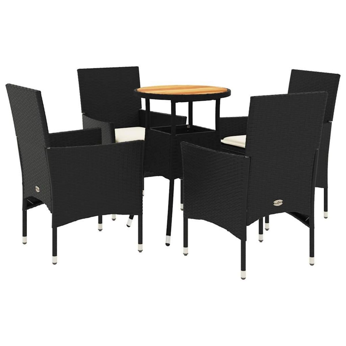 VIDAXL Ensemble a manger de jardin et coussins 5 pcs noir rotin acacia