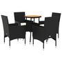 Voir la diapositive 2 : VIDAXL Ensemble a manger de jardin et coussins 5 pcs noir rotin acacia