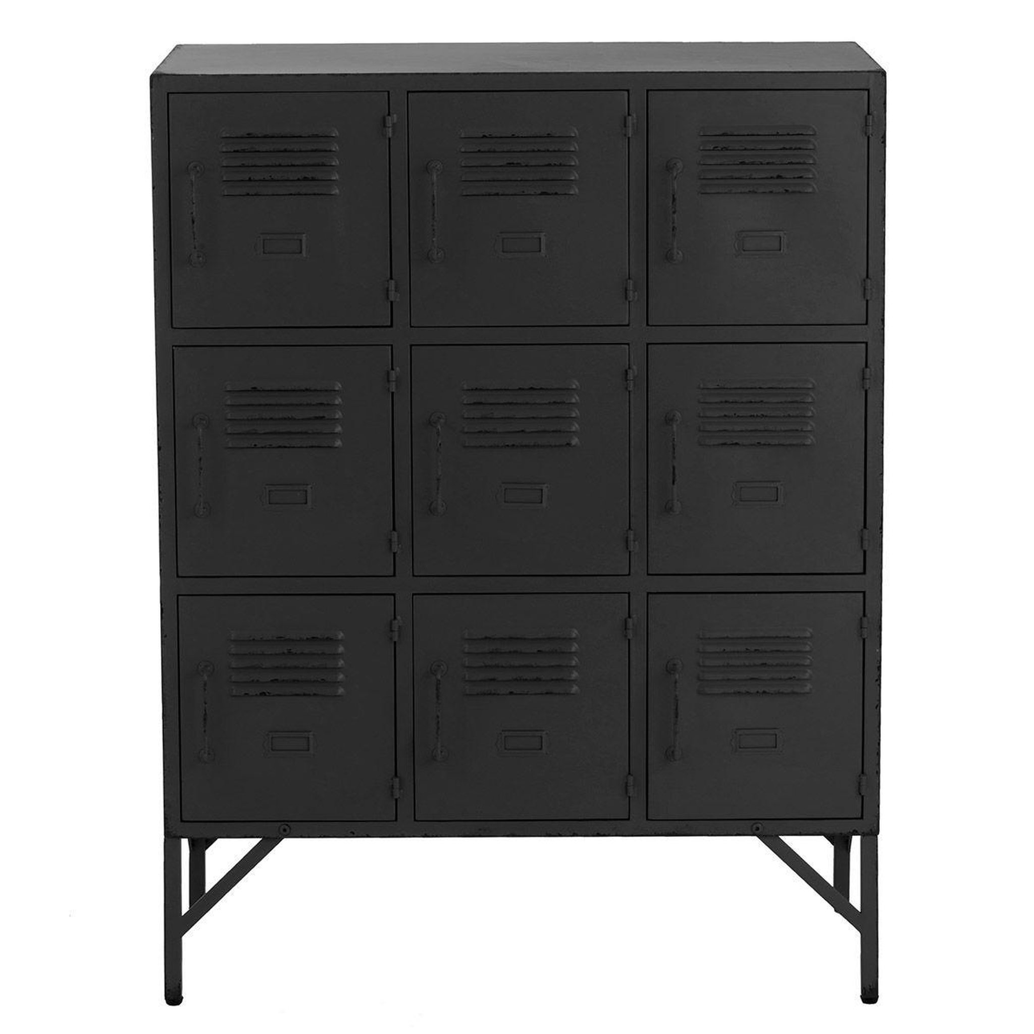 Voir la diapositive 2 : J-LINE Commode 9 portes en métal  popa  113cm noir