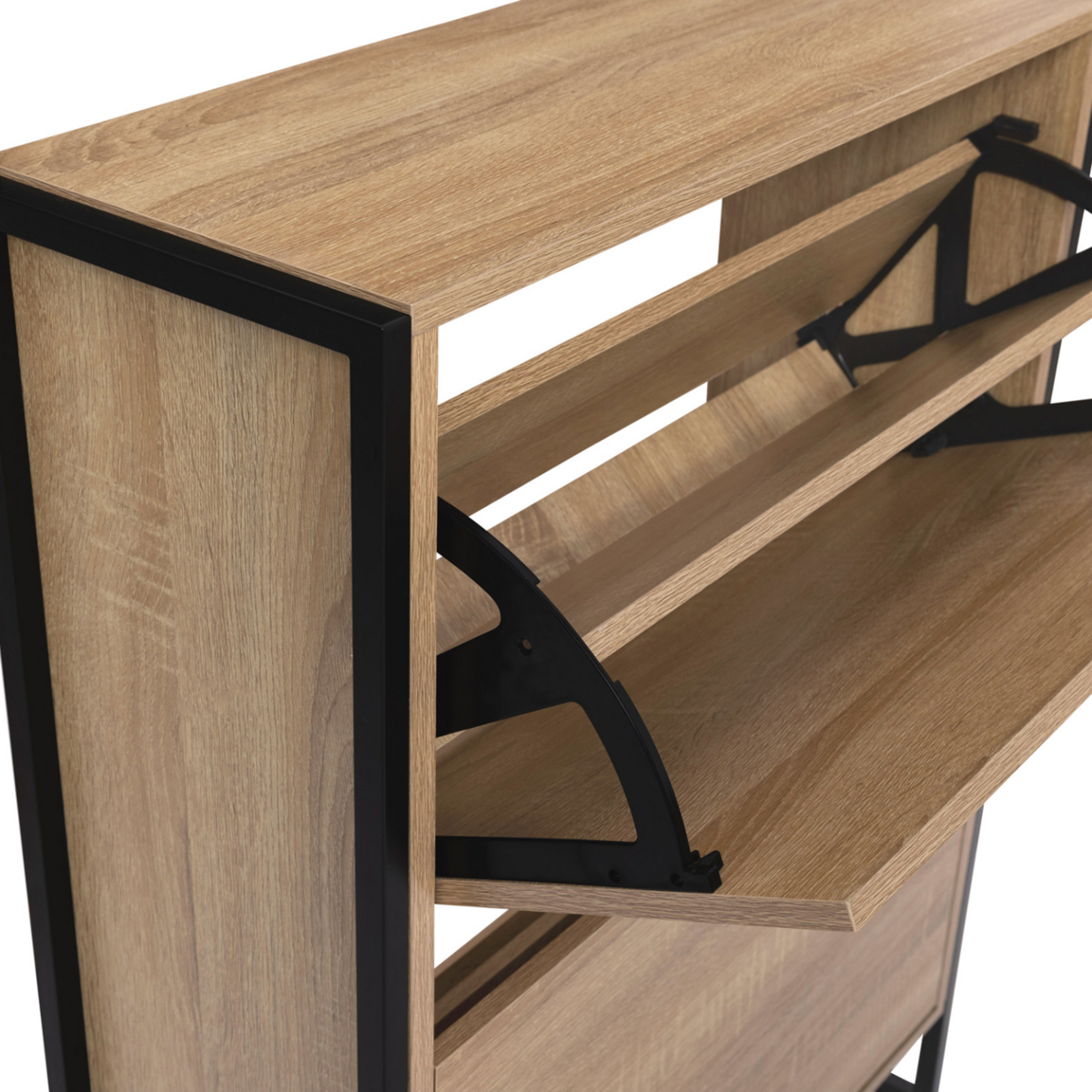 ID MARKET Vestiaire d'entrée LUIS meuble chaussures 2 portes design industriel