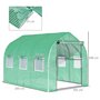 Voir la diapositive 3 : OUTSUNNY Serre de jardin tunnel 6 m² 6 fenêtres porte zippée acier galvanisé PE vert