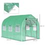 Voir la diapositive 3 : OUTSUNNY Serre de jardin tunnel 6 m² 6 fenêtres porte zippée acier galvanisé PE vert