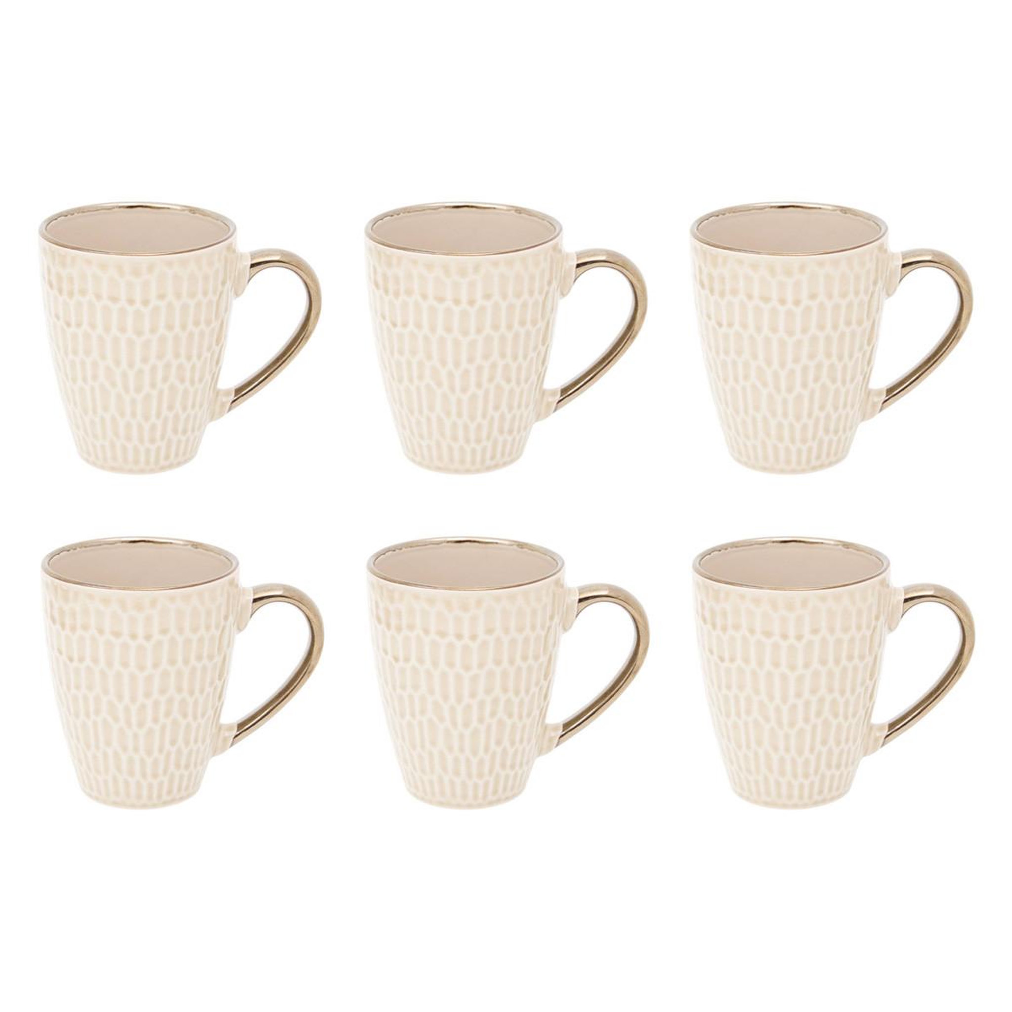 SECRET DE GOURMET Lot de 6 mugs en faïence  ella  35cl beige