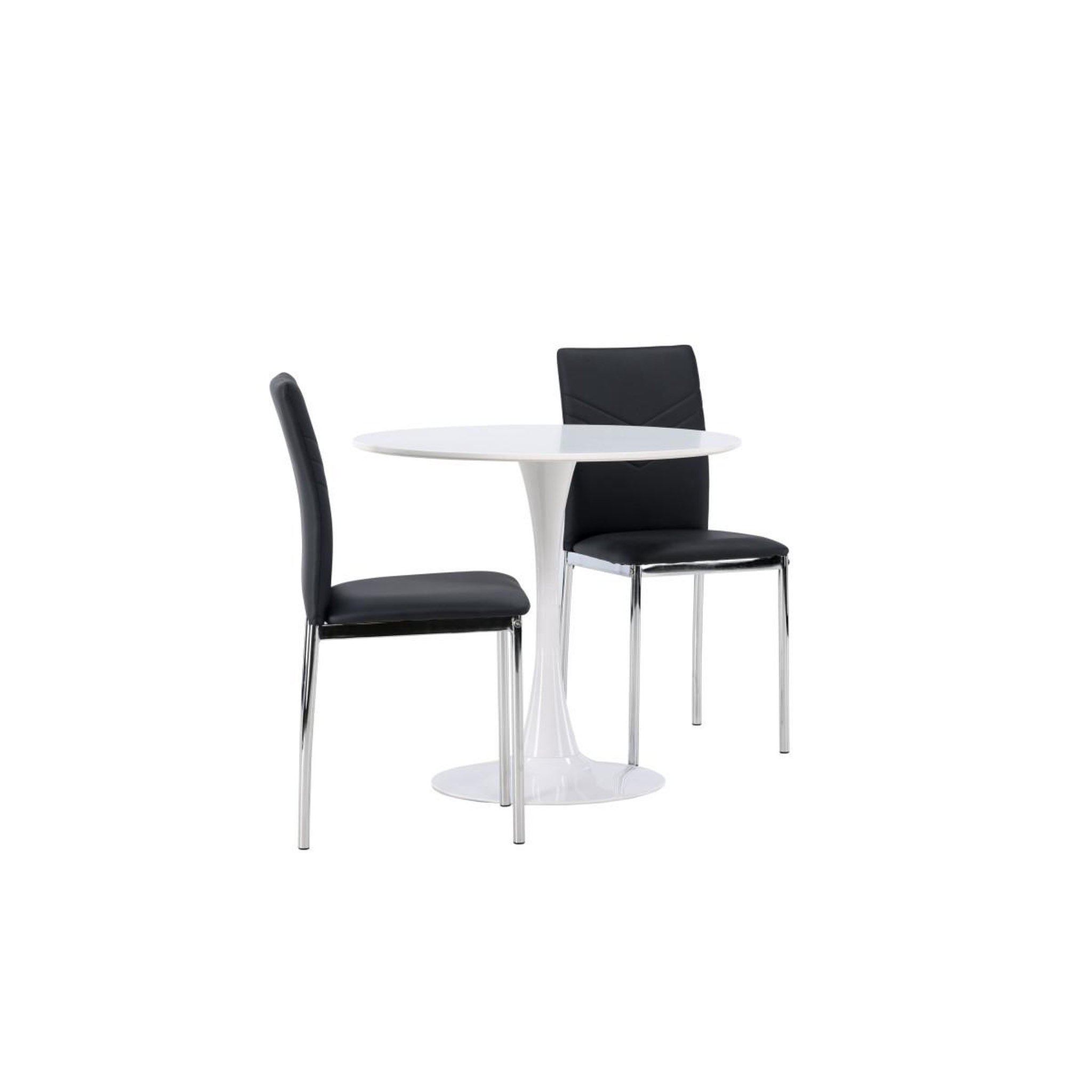 Voir la diapositive 3 : Paris Prix Ensemble table à manger & 2 chaises  hamden & lily  80cm blanc & noir