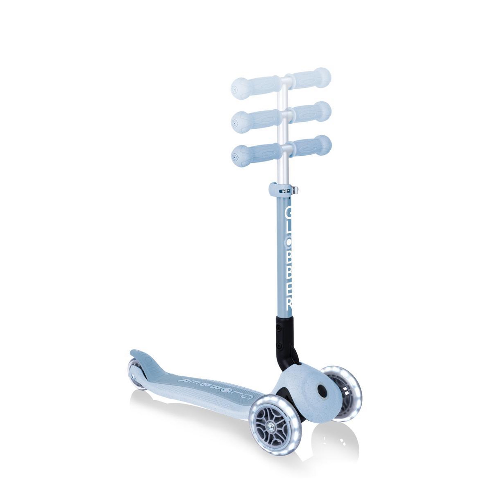 Voir la diapositive 3 : Globber Junior Foldable Ecologic Lights (White Leds) ( Finition Paille De Blé ) Bleu Cassis