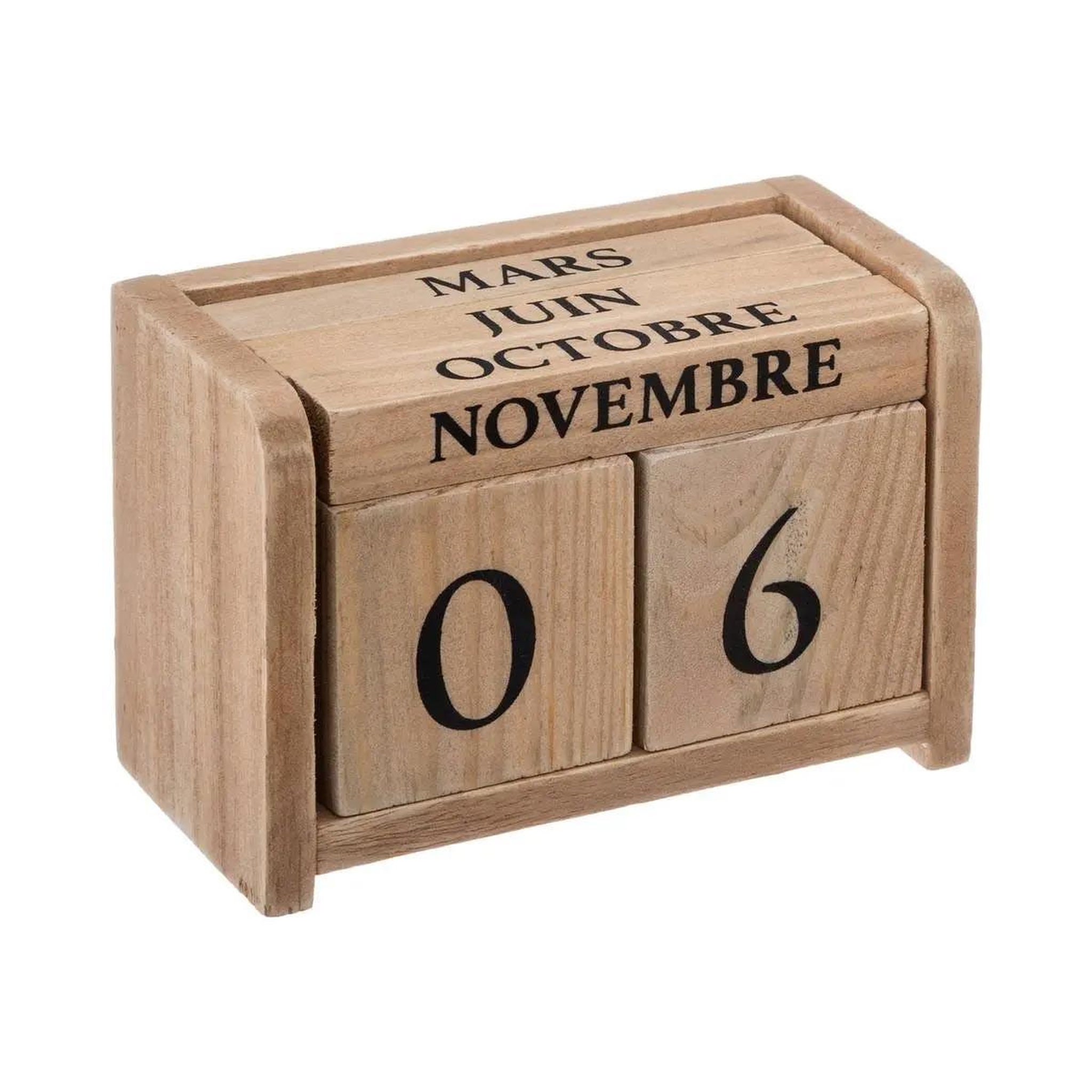 ATMOSPHERA Calendrier en bois  colonial  11cm naturel