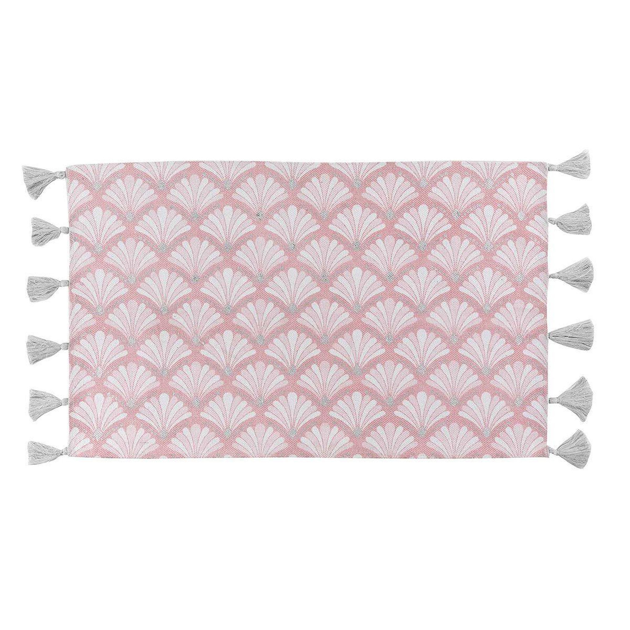 Douceur d'Intérieur Tapis déco à pompons  art chic  50x80cm rose