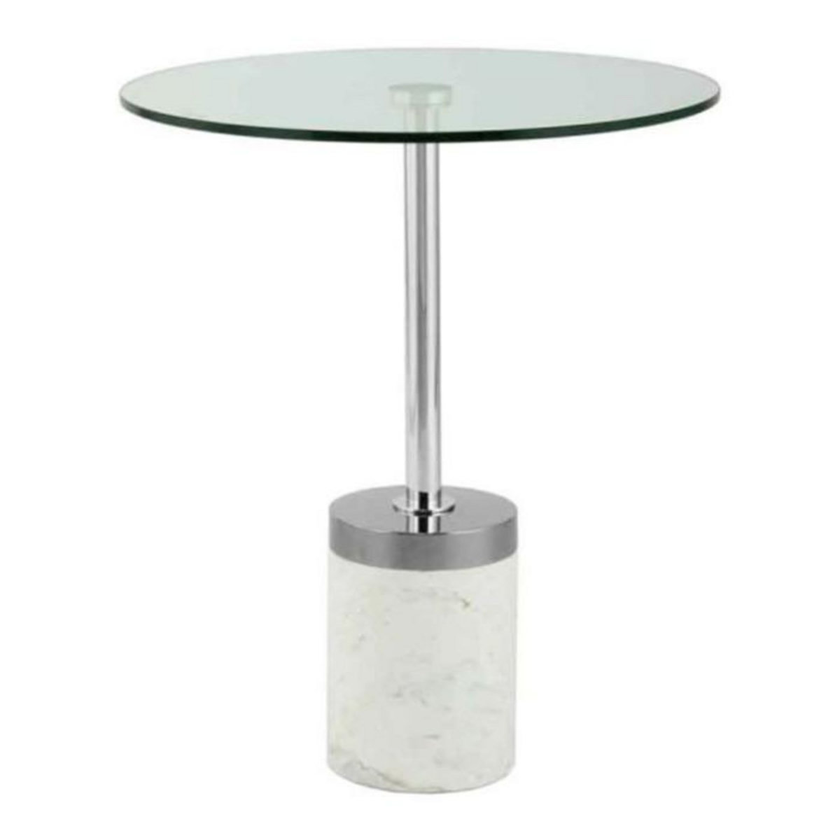 Paris Prix Table d'Appoint en Marbre  Lana  53cm Argent & Blanc