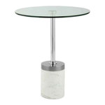 Paris Prix Table d'Appoint en Marbre  Lana  53cm Argent & Blanc