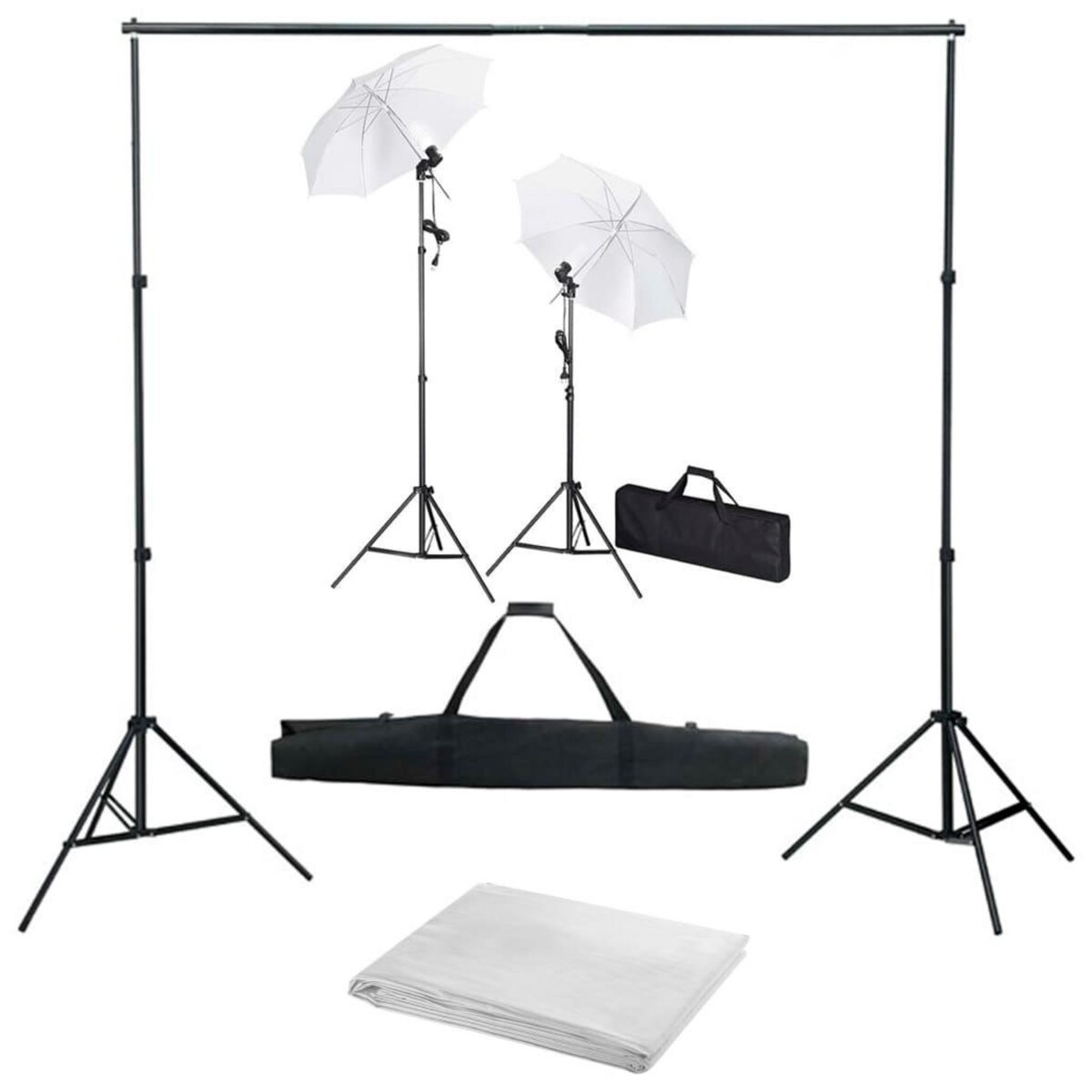 VIDAXL Kit de studio photo avec toile de fond lampes et parapluies