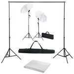 VIDAXL Kit de studio photo avec toile de fond lampes et parapluies