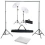 Voir la diapositive 1 : VIDAXL Kit de studio photo avec toile de fond lampes et parapluies