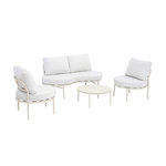 SWEEEK Salon de jardin aluminium et tissu beige 4 places. forme organique. table ronde - Solena