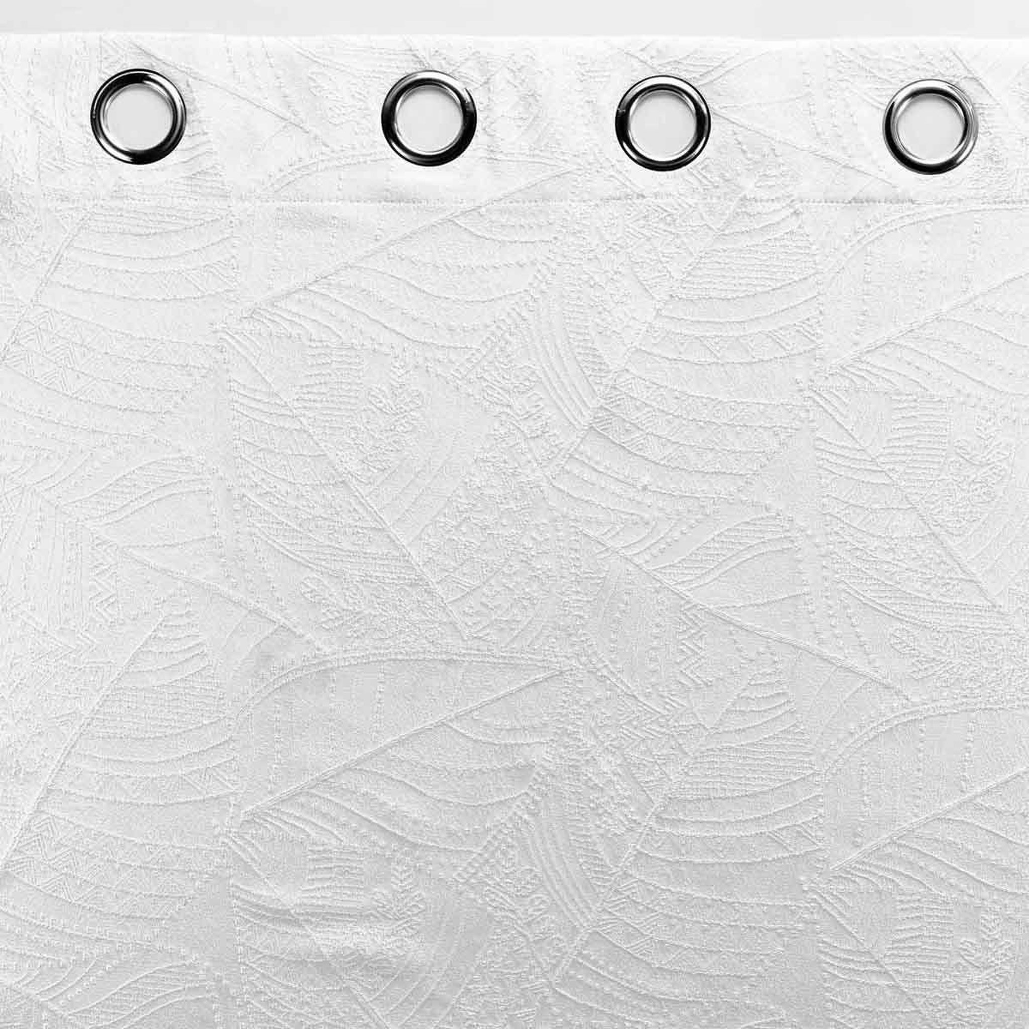 Voir la diapositive 3 : Douceur d'Intérieur Rideau à œillets jacquard  floriss  140x260cm blanc