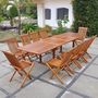 Voir la diapositive 2 : CONCEPT USINE Table de jardin rectangle 10 places et 10 chaises en teck huilé LUBOK