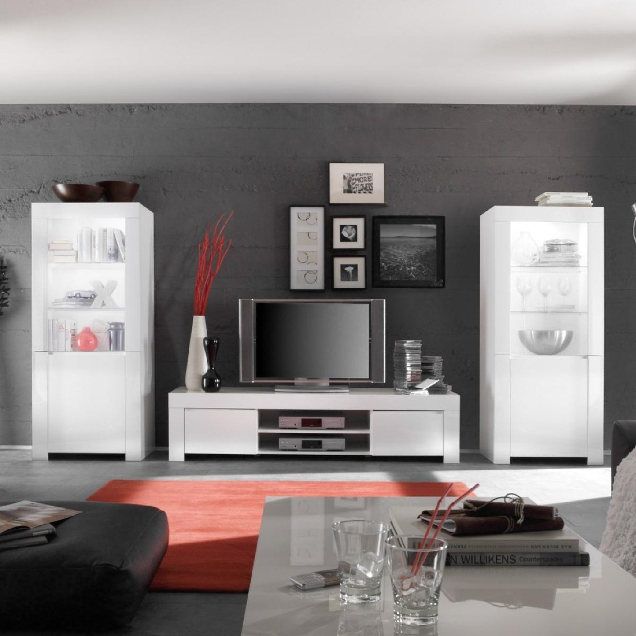 Voir la diapositive 4 : JLC KREATION Meuble tv design laqué blanc 190cm aphodite