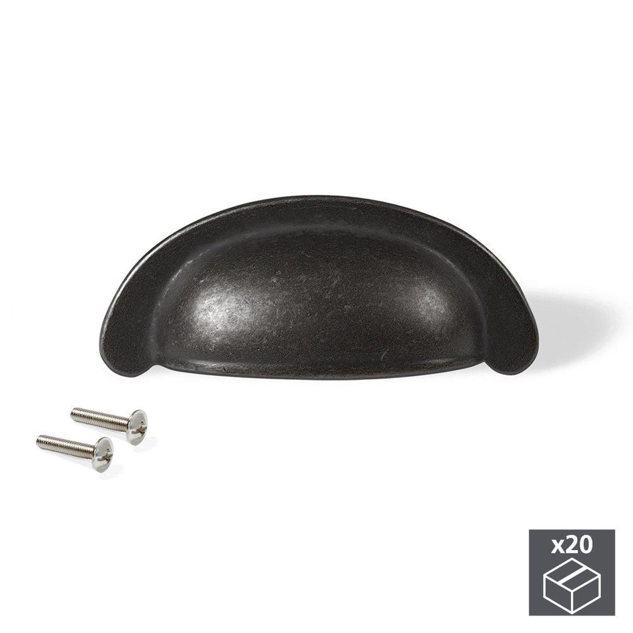 EMUCA SRL Lot de 20 poignées Marrakech en zamak finition noir avec entraxe 64 mm